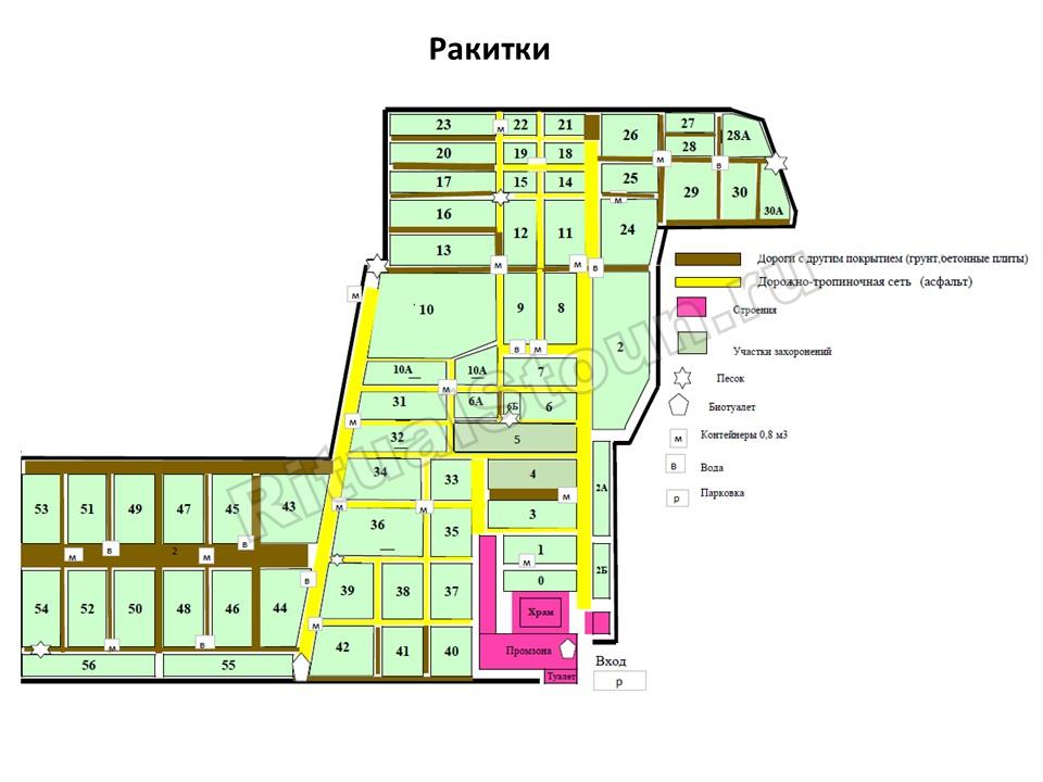 Схема калитниковского кладбища