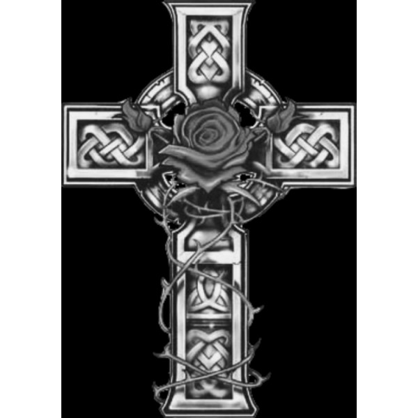 Гравировка «Кельтский крест, опутанный розой»