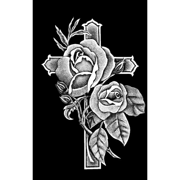 Гравировка Крест и роза на кресте